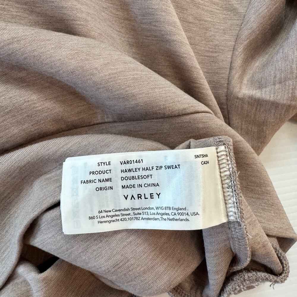 Varley Hawley Half Zip Sweat XS Taupe Marl Double Soft Oversized Pullover Cozy - Picture 6 of 16